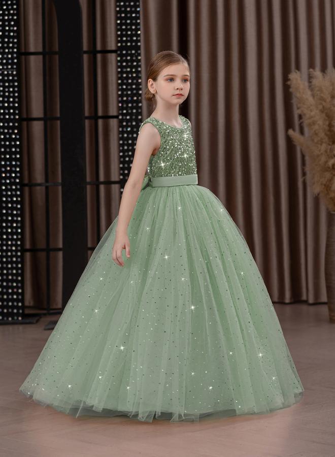 Take Two Girls Green Embellished Sleeveless Maxi Dress - Image 1